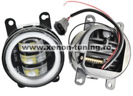 Set 2 proiectoare ceata LED Dacia, Renault, Nissan cu lumina alba, diamentru 3" / 90mm, 30W, 12/24V, carcasa aluminiu, mufa H11, H8 - FG-AW