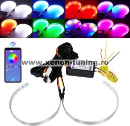Set 2 benzi LED Devil Eyes RGB multicolore cu aplicatie de pe telefonul mobil DEVIL-RGB02