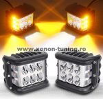   Proiector LED Auto Offroad Bicolor, alb si galben, 12-24V, 45W, cu functie stroboscop, spot beam 30 grade - KWD45W WY